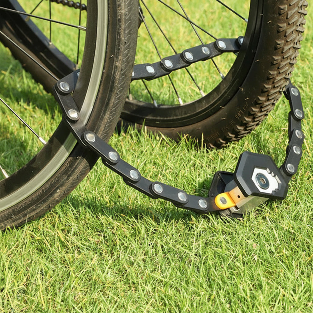 Foldbar Cykellås – Kompakt, Letvægtig & Høj-Sikkerhed Design | Robust Legeringsstål med Nøgler, Holder & Opbevaringsboks