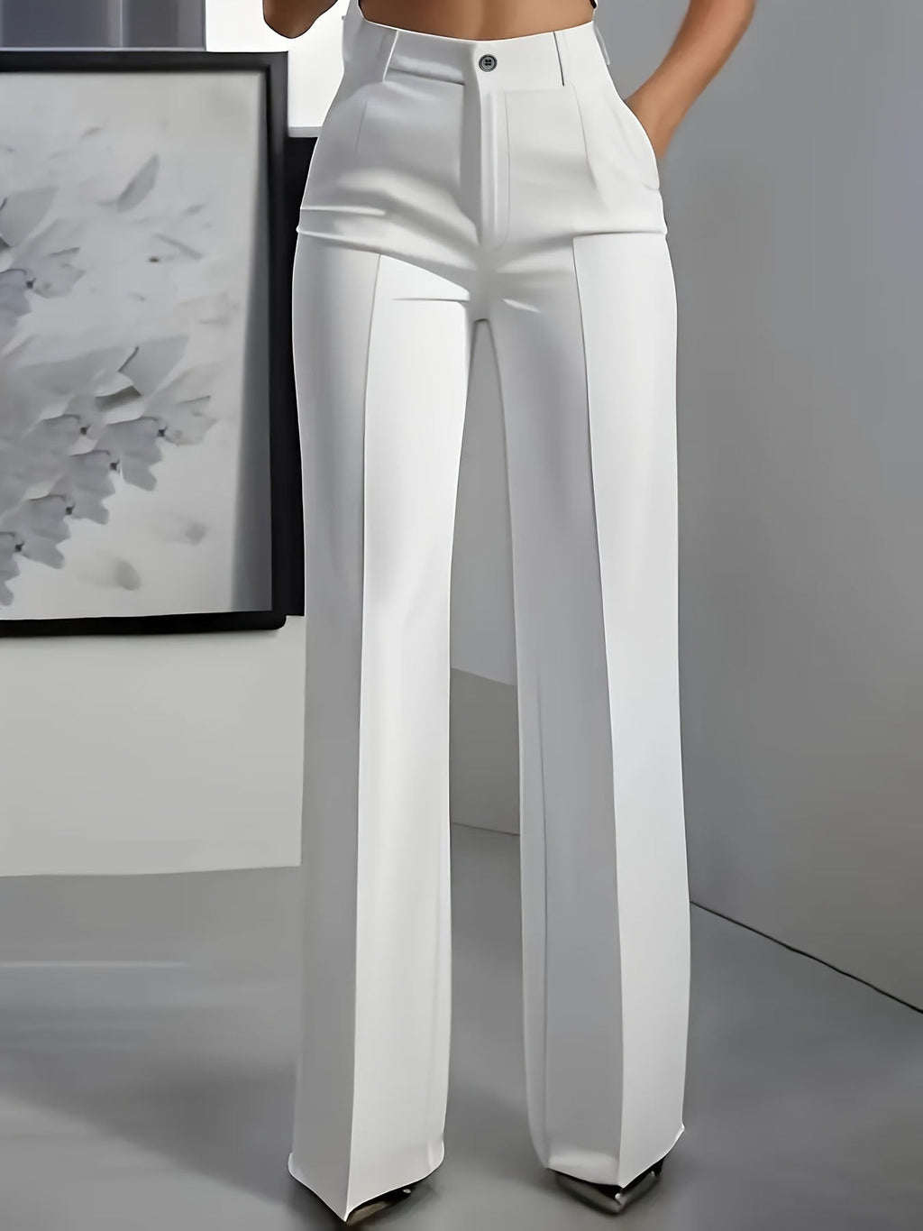 Pantalon femme habillé taille haute et jambe large