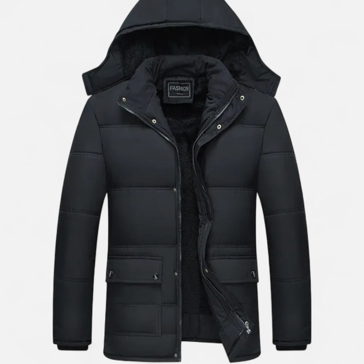 Veste d’hiver pour homme Valmonti - Matelassée avec capuche et fourrure synthétique