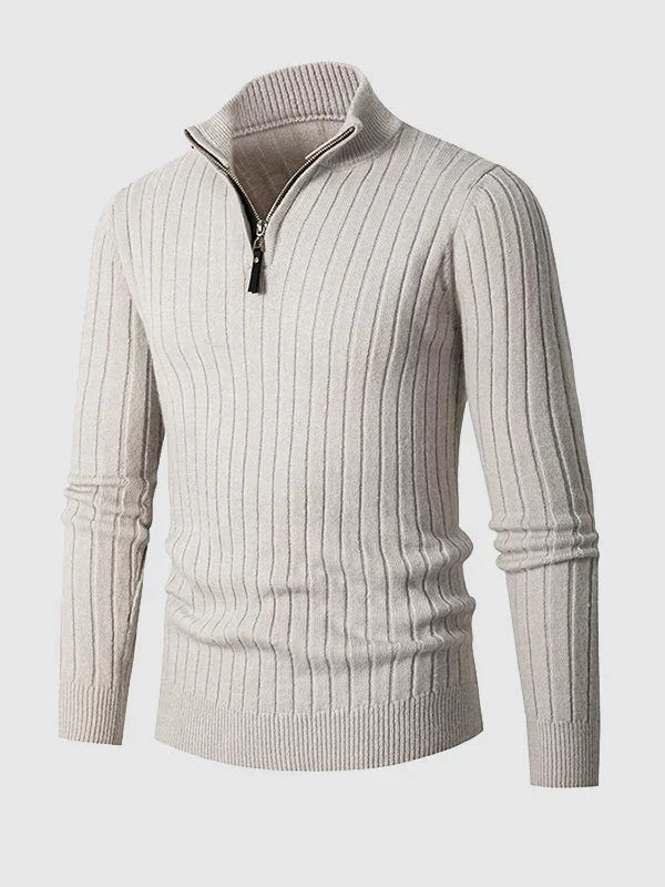 Maglione Uomo Slim Fit a Coste con Mezza Zip – Eleganza Smart-Casual e Comfort
