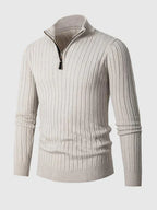 Maglione Uomo Slim Fit a Coste con Mezza Zip – Eleganza Smart-Casual e Comfort