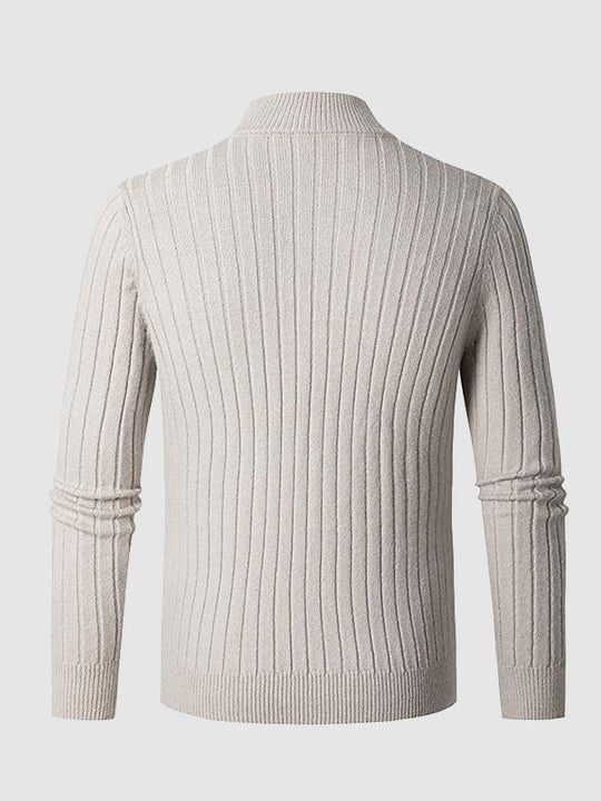 Maglione Uomo Slim Fit a Coste con Mezza Zip – Eleganza Smart-Casual e Comfort