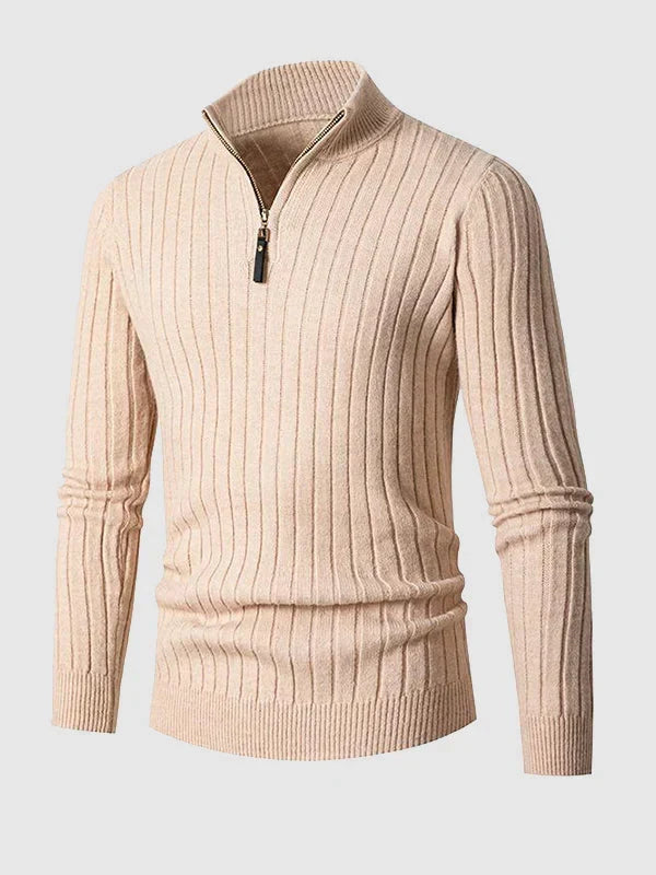 Maglione Uomo Slim Fit a Coste con Mezza Zip – Eleganza Smart-Casual e Comfort