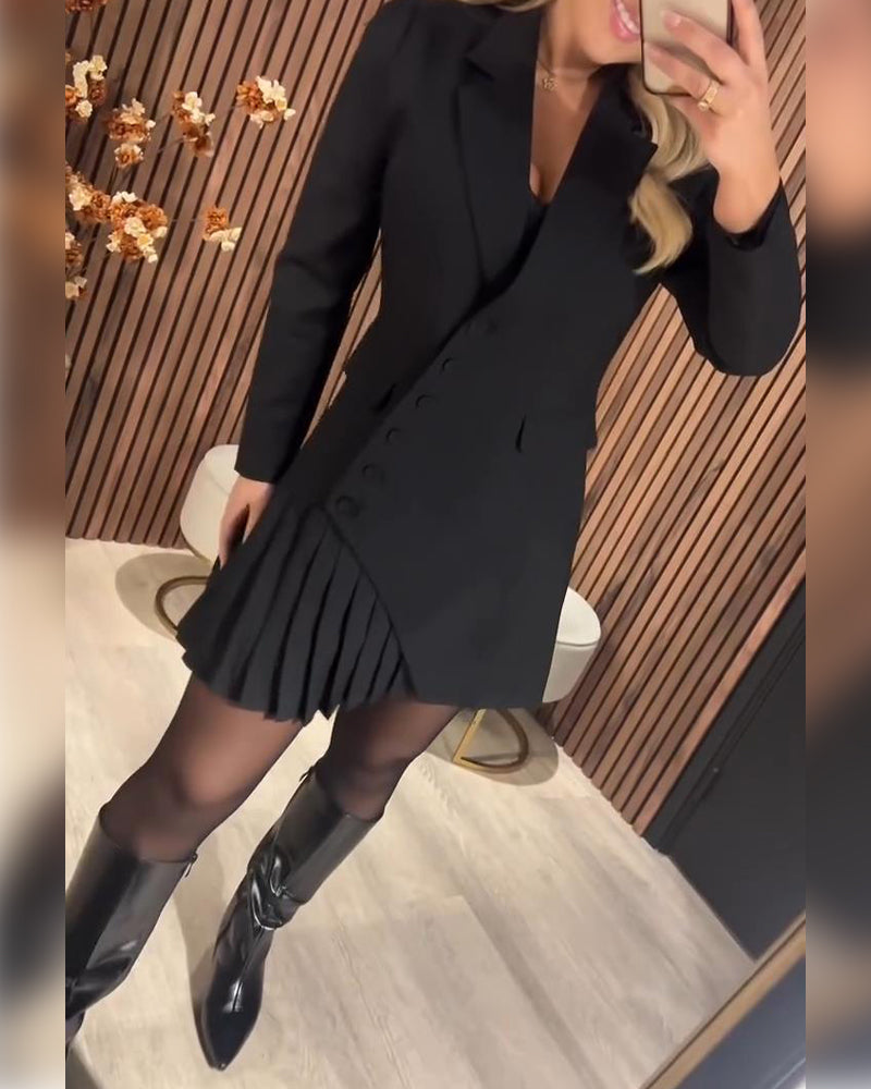 Abito Corto Camicia con Collo e Design a Maniche Lunghe