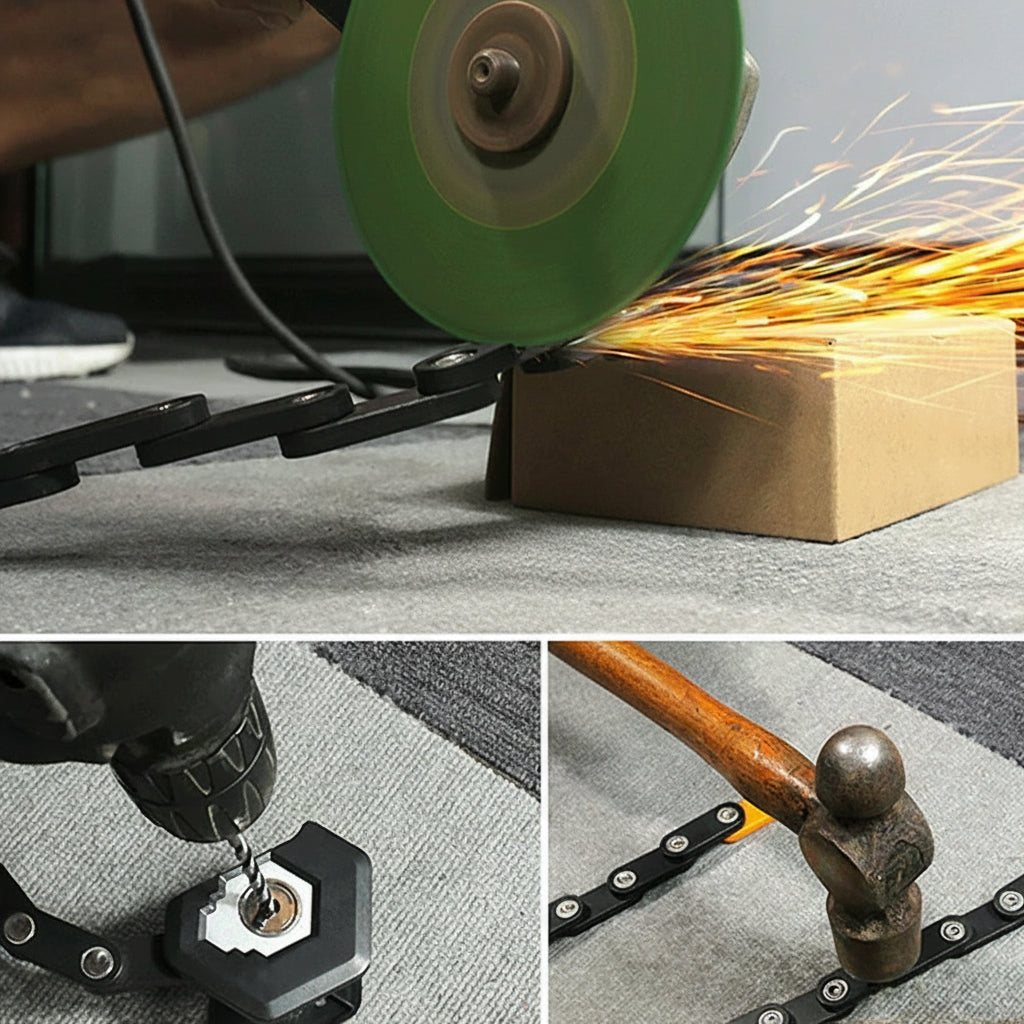 Foldbar Cykellås – Kompakt, Letvægtig & Høj-Sikkerhed Design | Robust Legeringsstål med Nøgler, Holder & Opbevaringsboks