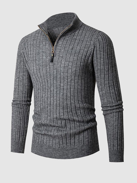 Maglione Uomo Slim Fit a Coste con Mezza Zip – Eleganza Smart-Casual e Comfort