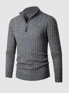 Maglione Uomo Slim Fit a Coste con Mezza Zip – Eleganza Smart-Casual e Comfort