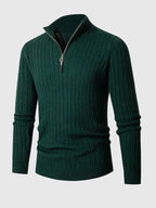 Maglione Uomo Slim Fit a Coste con Mezza Zip – Eleganza Smart-Casual e Comfort