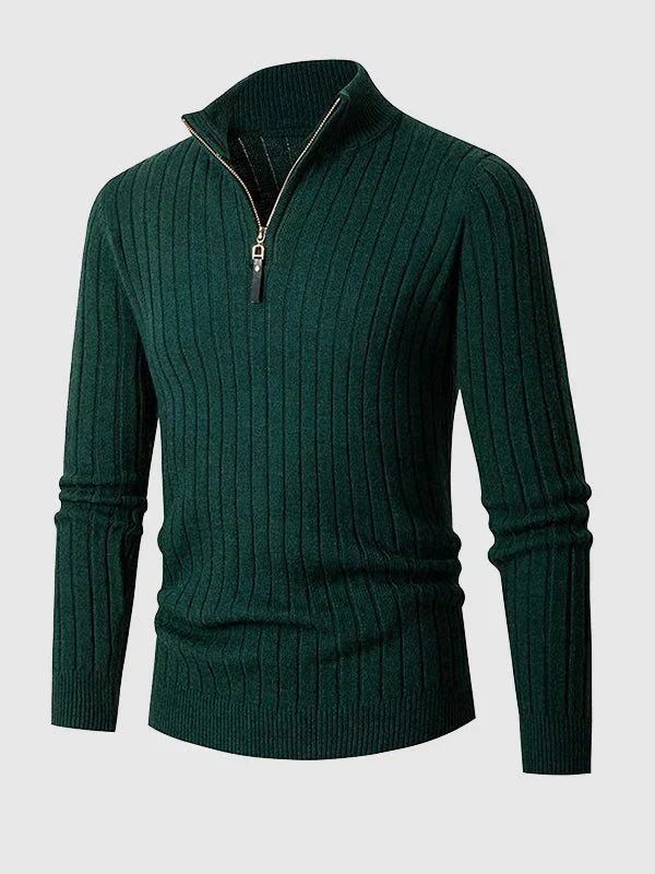 Maglione Uomo Slim Fit a Coste con Mezza Zip – Eleganza Smart-Casual e Comfort