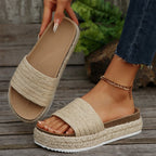 Sandalias de esparto para mujer con plataforma de yute trenzado