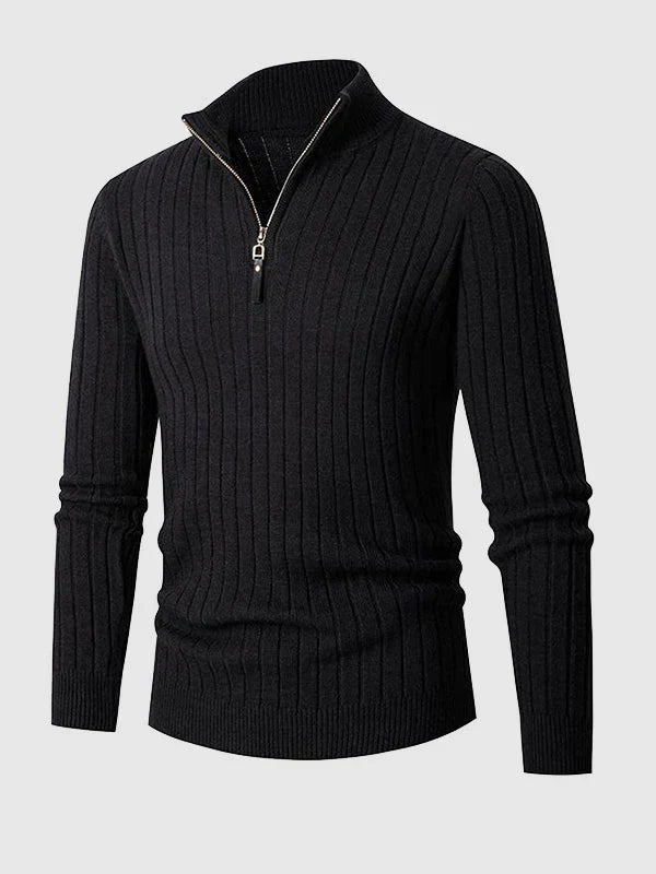 Maglione Uomo Slim Fit a Coste con Mezza Zip – Eleganza Smart-Casual e Comfort