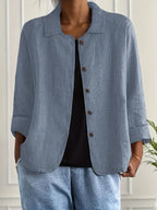 Cardigan Leggero Donna con Bottoni e Colletto Classico
