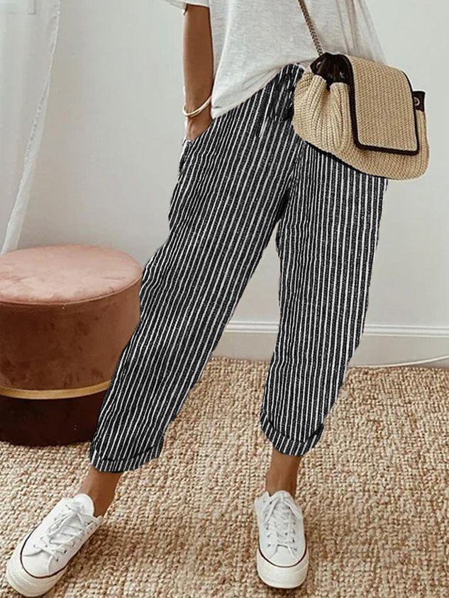 Pantalon femme décontracté chic en lin ANFINITE