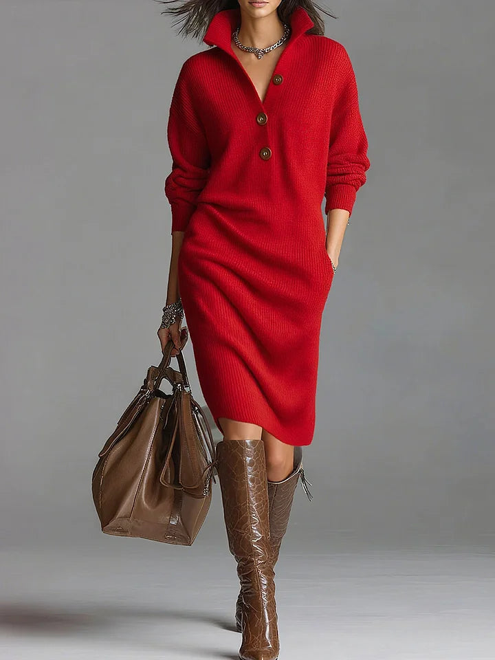 Abito Midi Donna a Costine con Bottoni ANFINITE