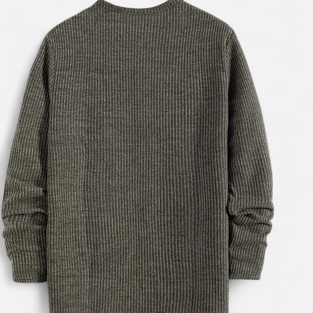 Pull homme en maille torsadée à boutons - col rond Henley élégant et décontracté