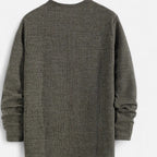 Pull homme en maille torsadée à boutons - col rond Henley élégant et décontracté