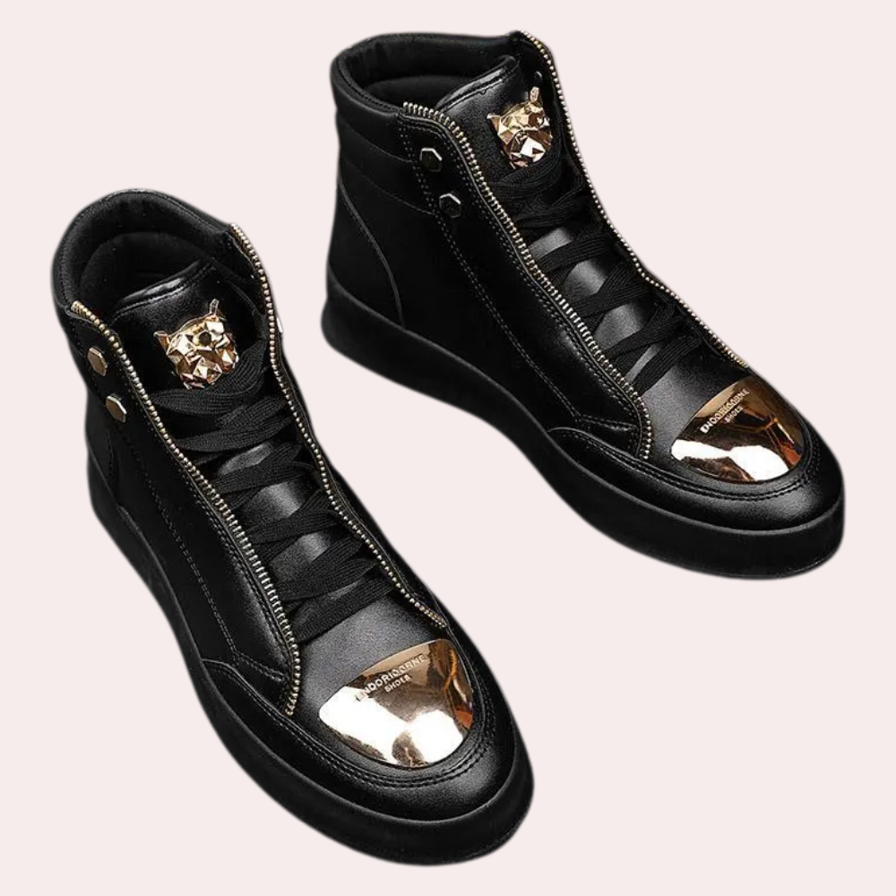 Sneakers Alte Uomo con Punta Metallizzata e Zip Laterale – Stile Streetwear Moderno