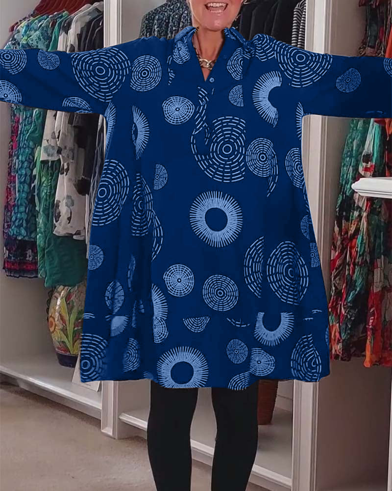 Vestito Casual Stampa Geometrica Stile Moderno