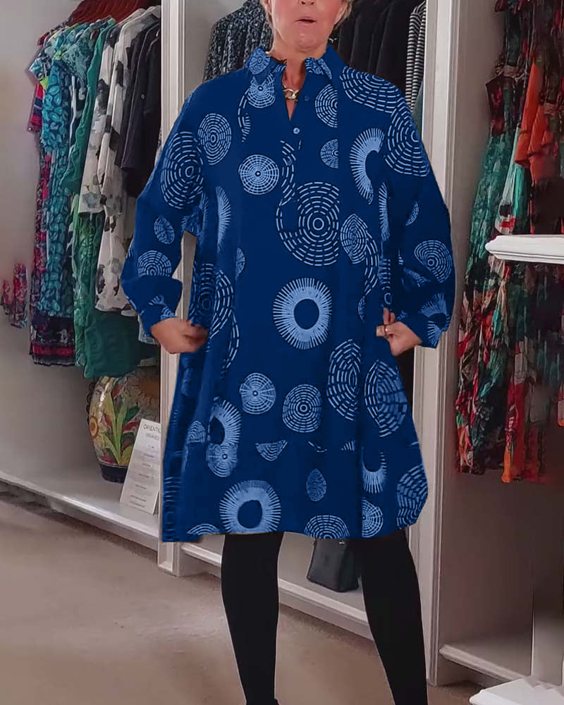 Vestito Casual Stampa Geometrica Stile Moderno