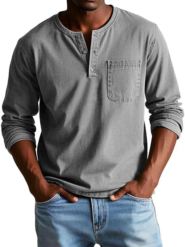 Maglia Henley Uomo a Maniche Lunghe ANFINITE