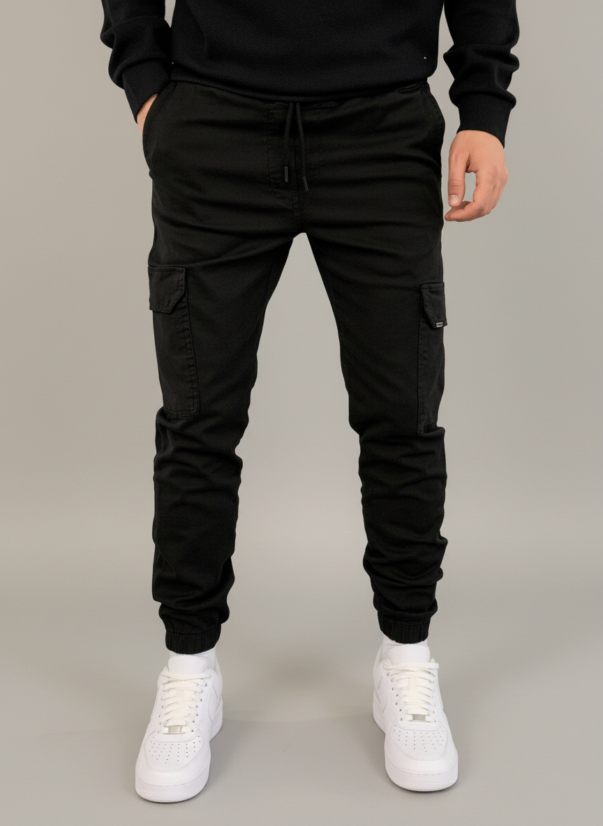 ANFINITE - Herre Slim Cargo Jogger Bukser med Justerbar Talje og Flere Lommer