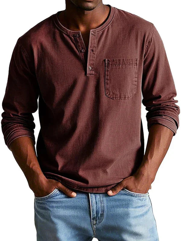 Maglia Henley Uomo a Maniche Lunghe ANFINITE