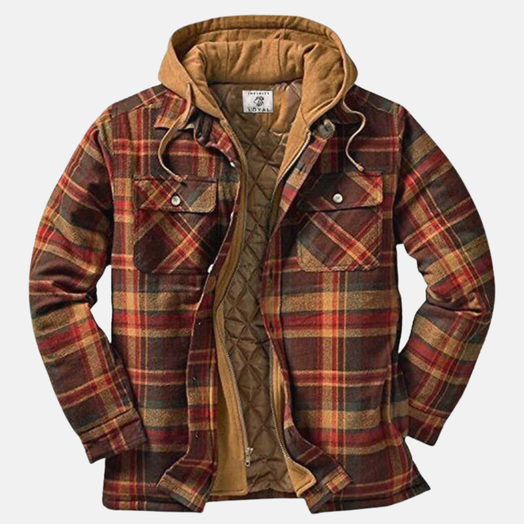 Giacca Camicia Uomo Trapuntata con Cappuccio e Stampa