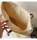 Elegant Riet Tote med Læderremme - SummerBreeze