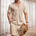 Ensemble deux pièces pour homme en maille géométrique