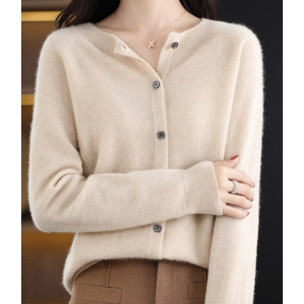 Cardigan Donna in Merino e Cashmere con Girocollo