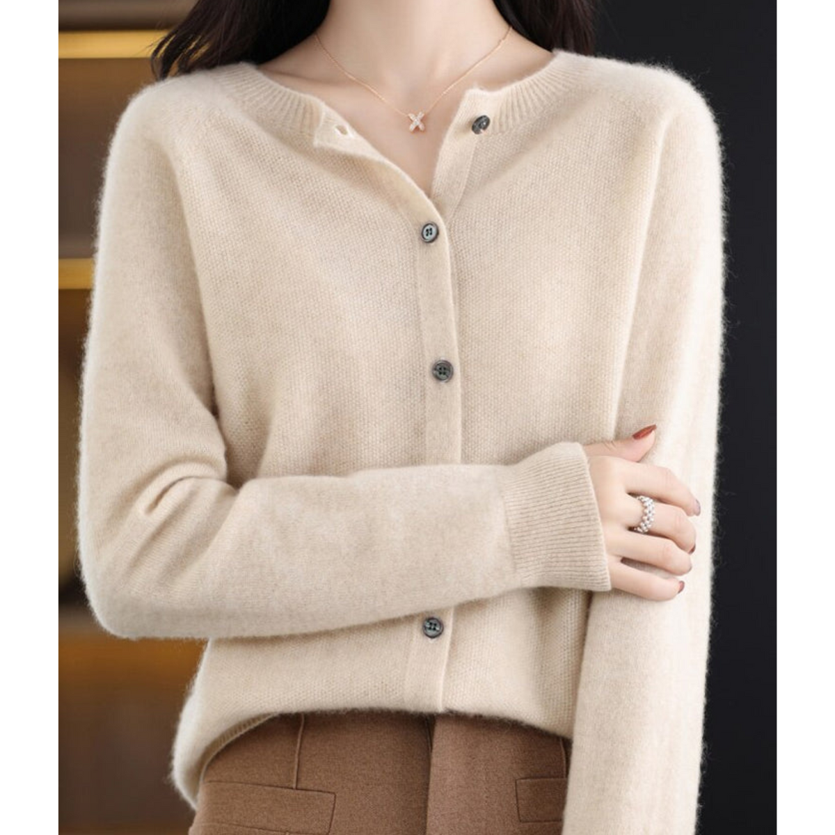 Cardigan Donna in Merino e Cashmere con Girocollo