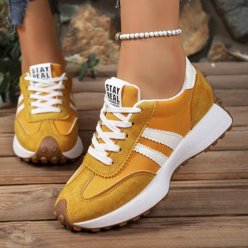 Zapatillas deportivas retro para mujer de ante con suela de plataforma