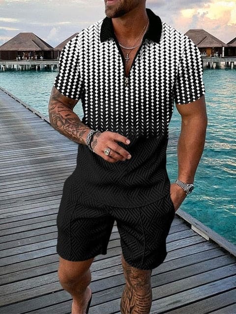 Conjunto casual de hombre con estampado colorido