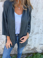 Cardigan léger ouvert pour femme à manches 3/4