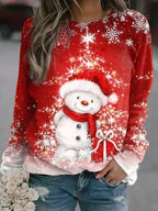 Sudadera navideña para mujer con árbol de Navidad brillante – Cuello redondo y corte cómodo