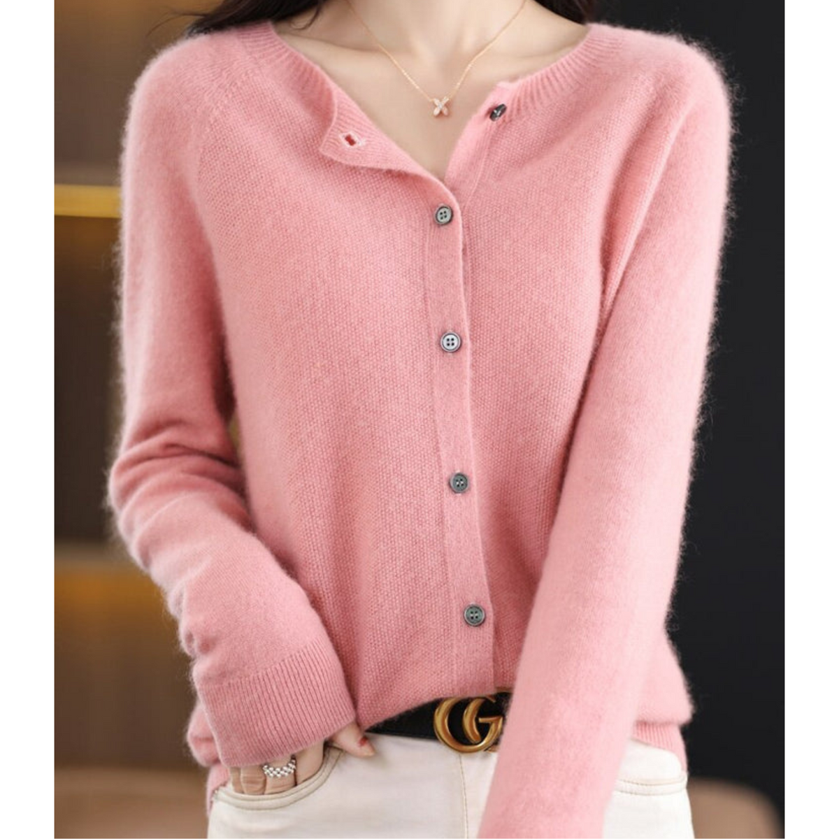 Cardigan Donna in Merino e Cashmere con Girocollo