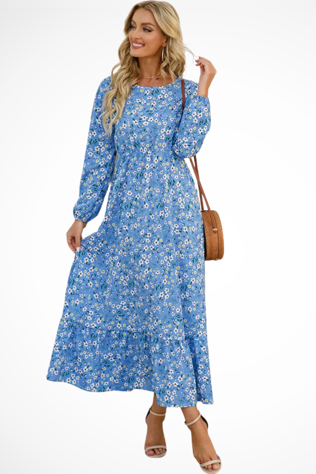 Abito Midi Floreale Boho Silhouette Elegante Stile Estivo
