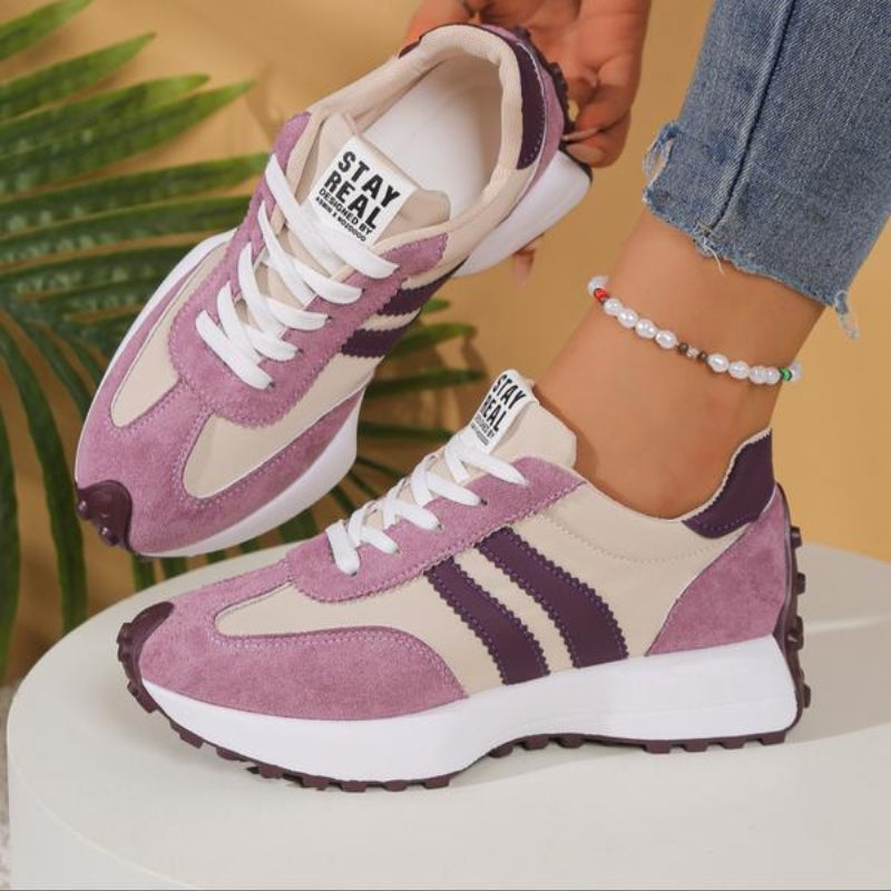 Zapatillas deportivas retro para mujer de ante con suela de plataforma