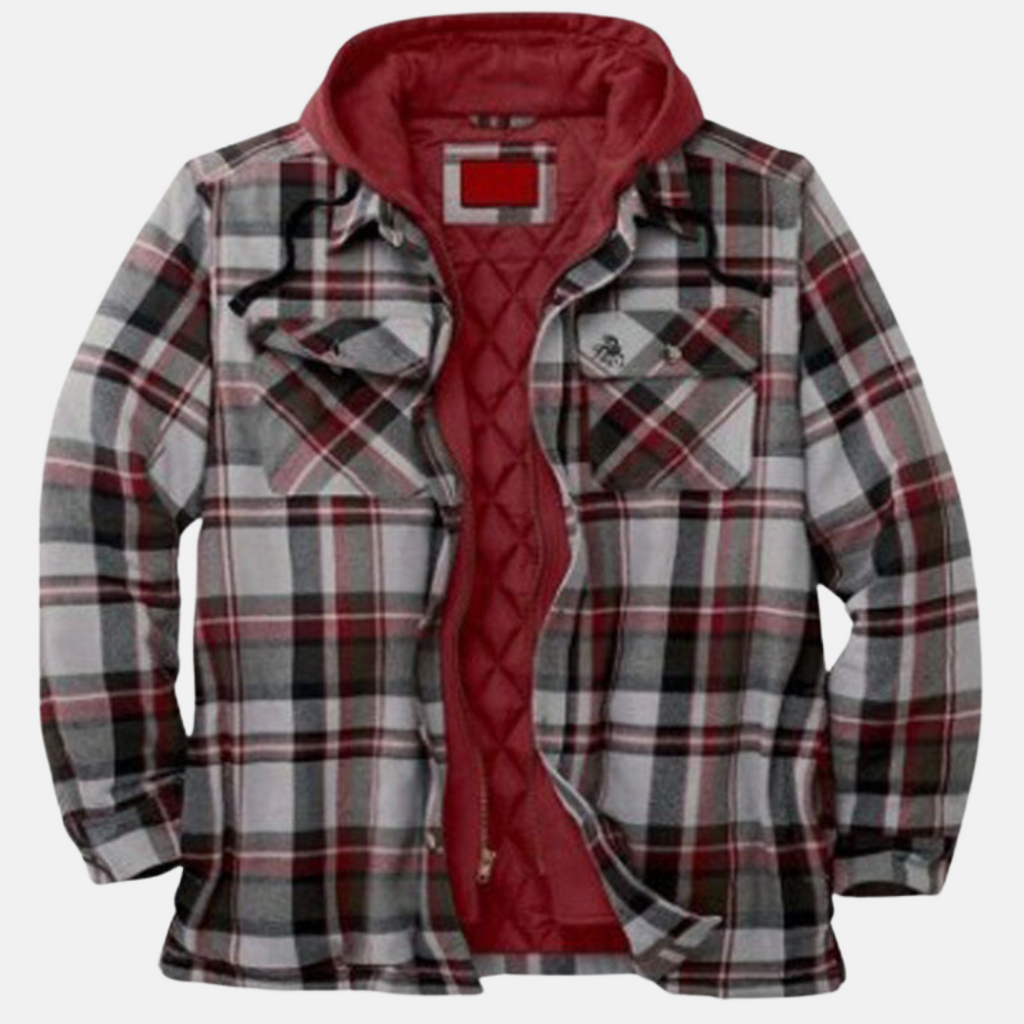 Giacca Camicia Uomo Trapuntata con Cappuccio e Stampa