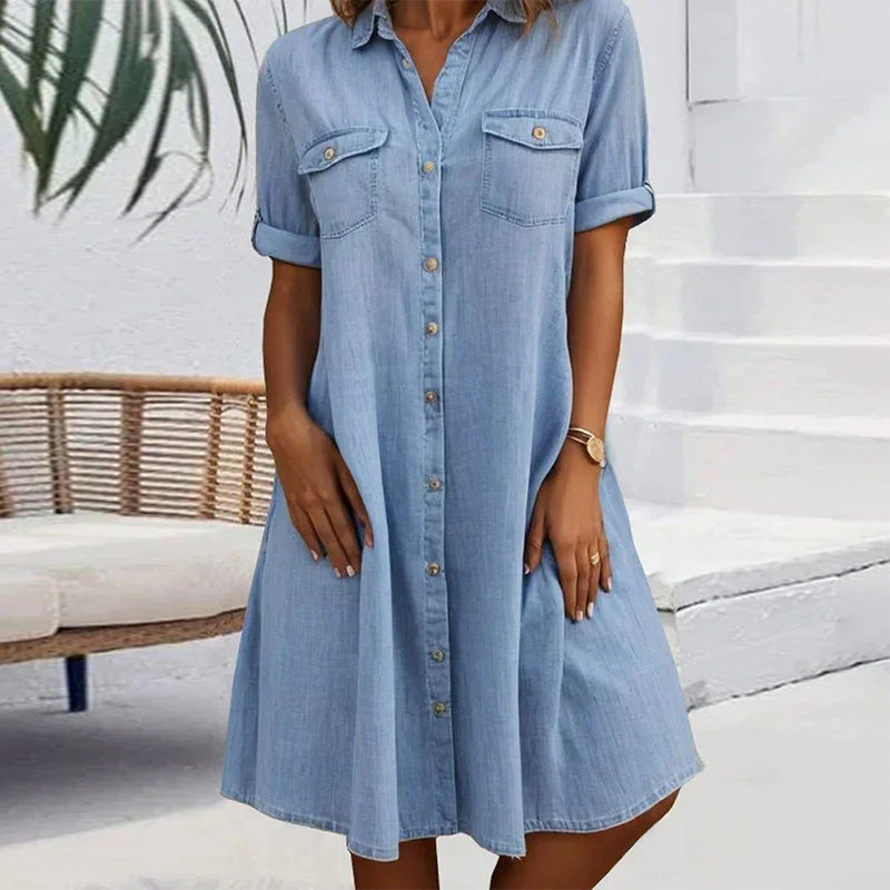 Abito Midi Design Revers Elegante Stile Estivo