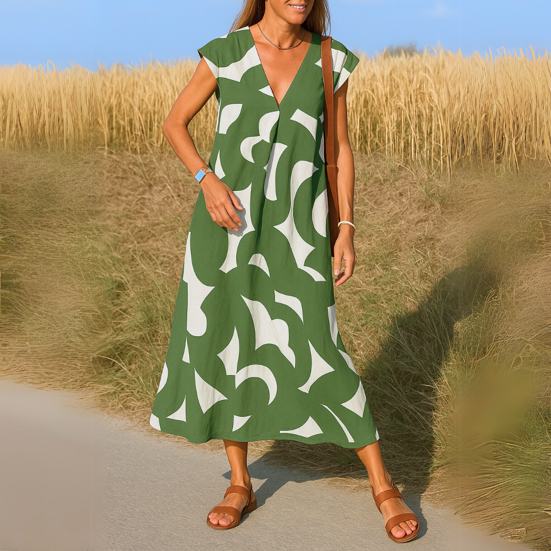 Sommerkjole V-Hals Silhuet Flatterende Stil