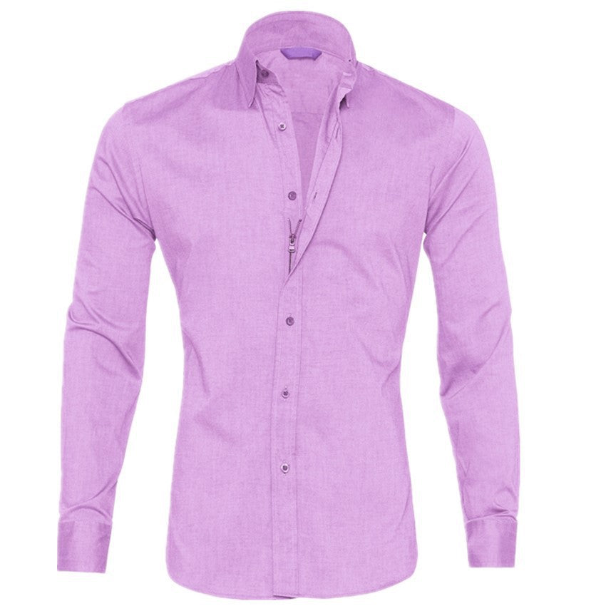 Camisa Oxford de algodón para hombre con cremallera oculta