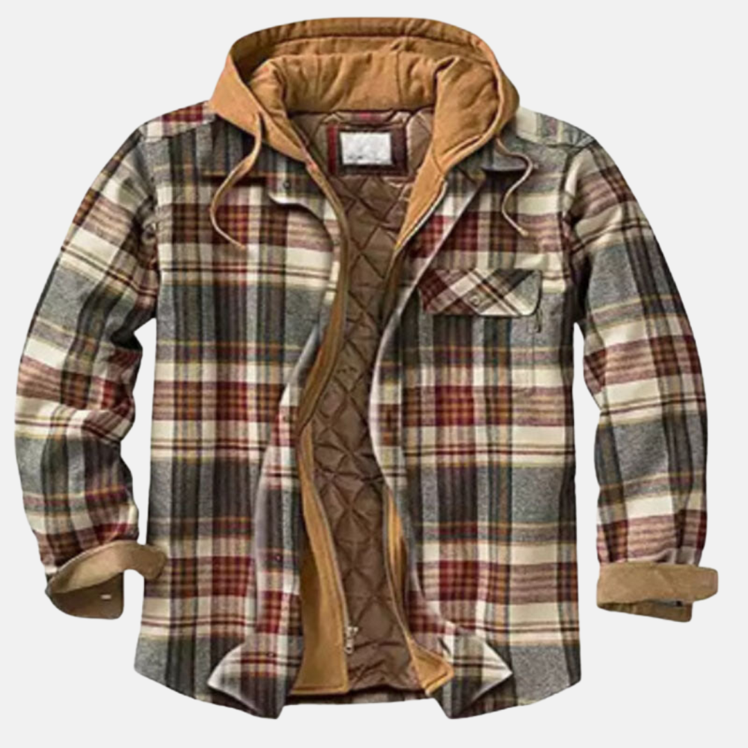 Giacca Camicia Uomo Trapuntata con Cappuccio e Stampa