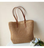 Elegante Borsa Riet con Manici in Pelle - SummerBreeze