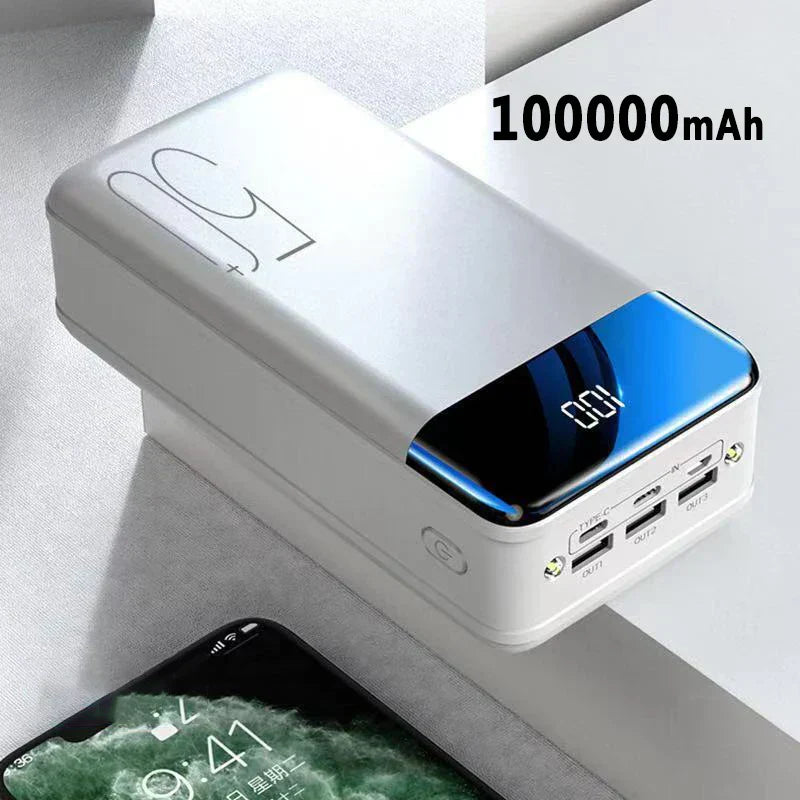100.000mAh Power Bank Ultra Alta Capacità con Ricarica Veloce – Soluzione Portatile Ideale per Smartphone, Tablet e Laptop