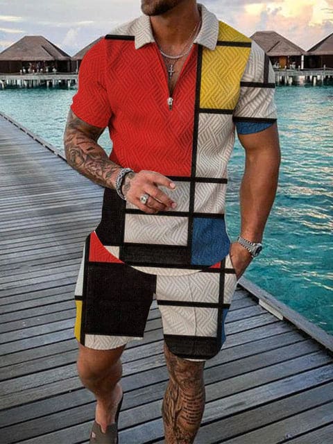 Conjunto casual de hombre con estampado colorido
