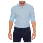 Camisa Oxford de algodón para hombre con cremallera oculta