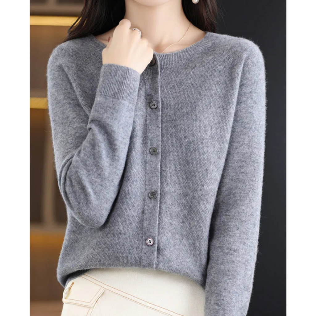 Cardigan Donna in Merino e Cashmere con Girocollo
