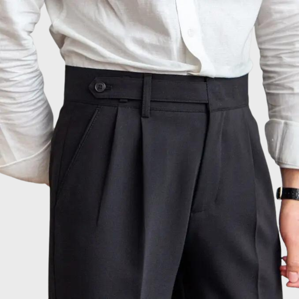 Pantalones elegantes de hombre con pinzas – corte entallado, estilo smart casual para la oficina