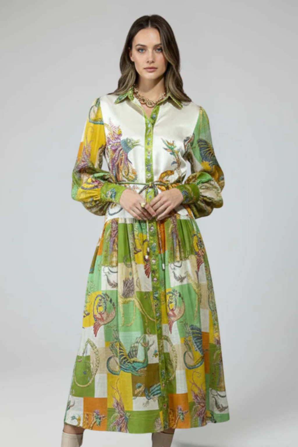 Flow Dress – Printet Silhuet med Lag-På-Lag Effekt
